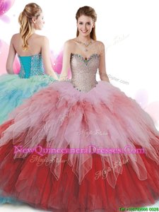 Charming Sweetheart Sleeveless Lace Up Quinceanera Dress Multi-color Tulle