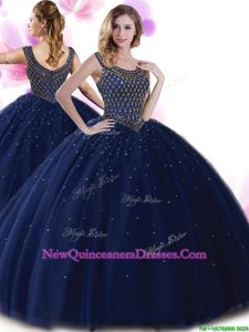 Wonderful Scoop Sleeveless Beading Zipper Ball Gown Prom Dress