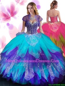 On Sale Ruffled Sweetheart Sleeveless Lace Up Quinceanera Dress Multi-color Tulle