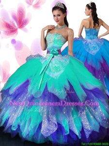 Inexpensive Ruffled Floor Length Ball Gowns Sleeveless Multi-color 15 Quinceanera Dress Lace Up