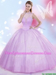 Romantic Lavender Sleeveless Beading Floor Length Vestidos de Quinceanera