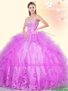 Dazzling Asymmetrical Ball Gowns Sleeveless Lilac Quinceanera Dresses Lace Up