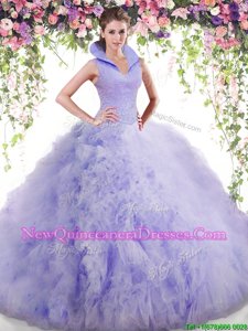 Perfect Sleeveless Beading and Ruffles Backless Quinceanera Gowns