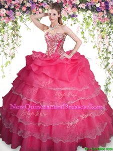 Comfortable Sleeveless Lace Up Floor Length Beading and Ruffled Layers and Pick Ups Quinceanera Gown