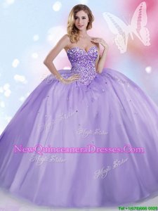 Lavender Sweetheart Lace Up Beading Sweet 16 Quinceanera Dress Sleeveless