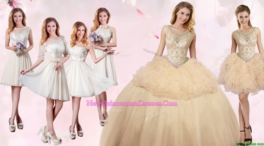 Scoop Sleeveless Lace Up Floor Length Beading and Ruffles Sweet 16 Quinceanera Dress