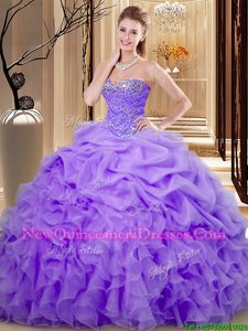 Super Sleeveless Beading and Ruffles and Pick Ups Lace Up Sweet 16 Dresses