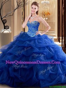 High Class Spring and Summer and Fall and Winter Tulle Sleeveless Floor Length Quinceanera Gowns andBeading