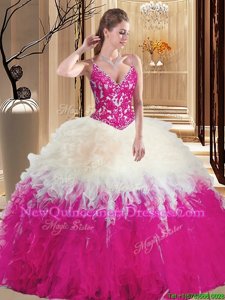 Elegant Straps Straps Sleeveless Lace and Appliques Lace Up Quinceanera Gown