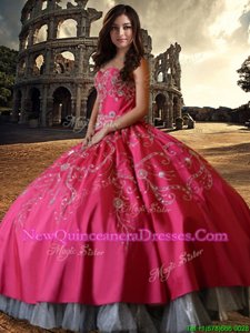 Decent Hot Pink Quinceanera Dresses Military Ball and Sweet 16 and Quinceanera and For withBeading and Embroidery Sweetheart Sleeveless Lace Up