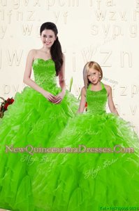 Noble Ball Gowns Quinceanera Dresses Spring Green Sweetheart Organza Sleeveless Floor Length Lace Up