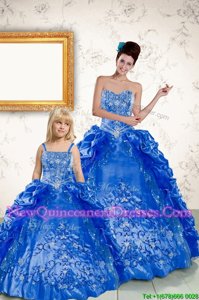 Amazing Sleeveless Floor Length Beading and Embroidery and Pick Ups Lace Up Quinceanera Gown with Royal Blue