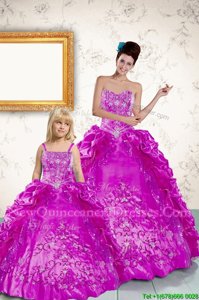 Dazzling Purple Sweet 16 Dresses Military Ball and Sweet 16 and Quinceanera and For withBeading and Embroidery and Pick Ups Strapless Sleeveless Lace Up