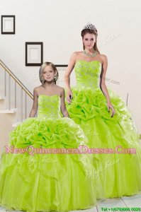 Fantastic Pick Ups Floor Length Yellow Green Sweet 16 Dresses Sweetheart Sleeveless Lace Up