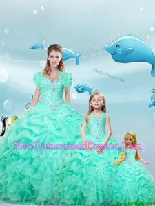 Ideal Pick Ups Ball Gowns Sweet 16 Dresses Apple Green Sweetheart Organza Sleeveless Floor Length Lace Up