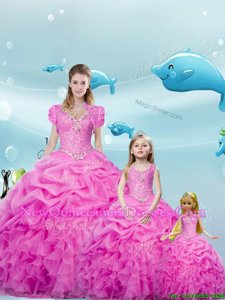 Popular Sleeveless Beading and Ruffles and Pick Ups Lace Up Ball Gown Prom Dress