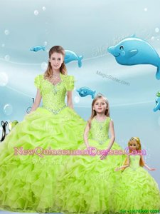 Gorgeous Sweetheart Sleeveless Organza Sweet 16 Dresses Beading and Ruffles and Pick Ups Lace Up