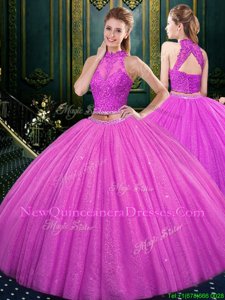 Popular Sleeveless Lace Up Floor Length Lace and Appliques Quinceanera Gowns