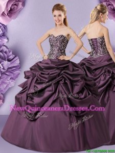 Pretty Spring and Summer and Fall and Winter Taffeta Sleeveless Floor Length Sweet 16 Dresses andEmbroidery and Pick Ups