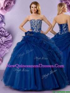 Flare Sleeveless Beading and Ruffles and Hand Made Flower Lace Up Vestidos de Quinceanera