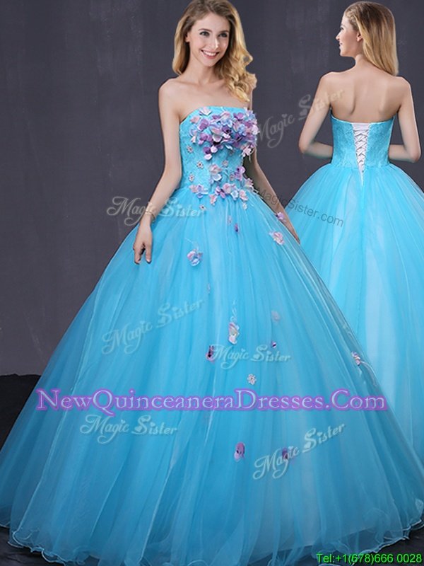 New Style Sleeveless Appliques Lace Up Quinceanera Dresses