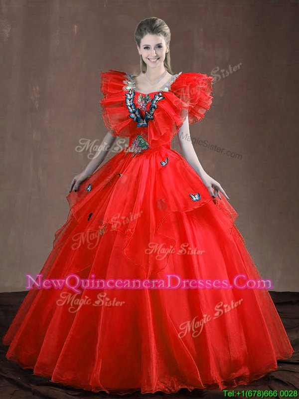 Exceptional Sweetheart Sleeveless Organza Quinceanera Dresses Appliques and Ruffles Lace Up