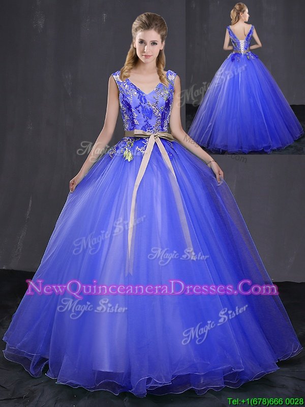 Spectacular Floor Length Ball Gowns Sleeveless Royal Blue Sweet 16 Quinceanera Dress Lace Up