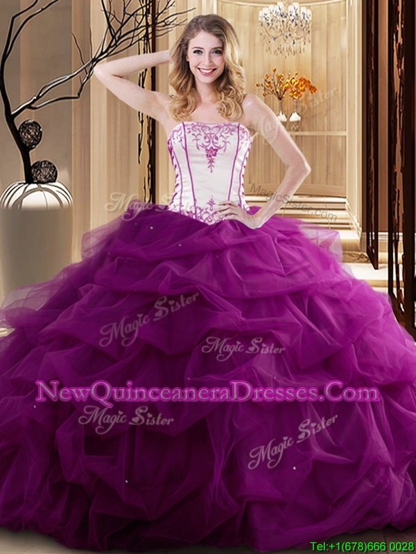 Deluxe Ruffled Floor Length Ball Gowns Sleeveless White and Fuchsia 15th Birthday Dress Lace Up