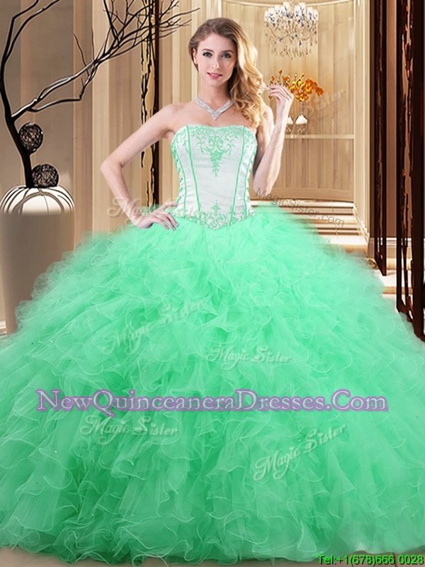 Wonderful Sleeveless Embroidery Lace Up Sweet 16 Dresses