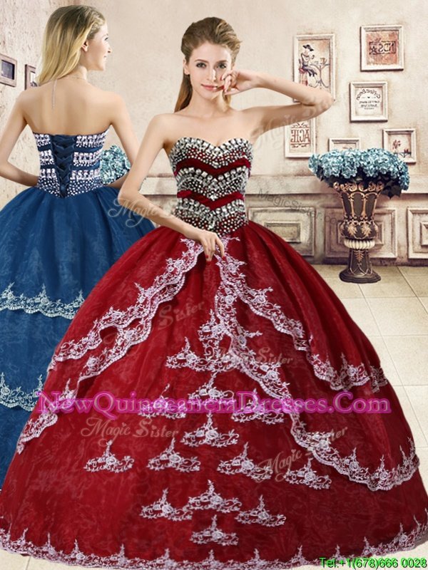 Luxury Sleeveless Beading and Appliques Lace Up Sweet 16 Dress