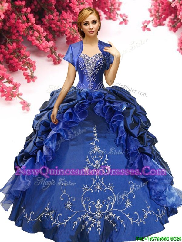 Glorious Royal Blue Sleeveless Beading and Embroidery Floor Length Sweet 16 Quinceanera Dress