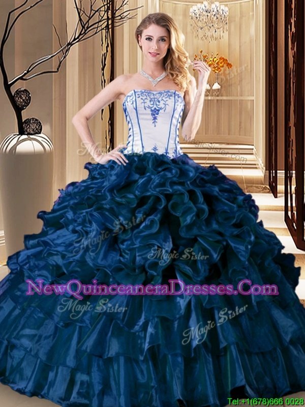 High Class Spring and Summer and Fall and Winter Organza Sleeveless Floor Length 15 Quinceanera Dress andPick Ups