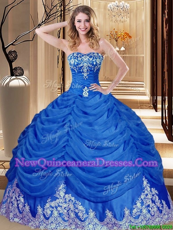 Pick Ups Ball Gowns Quinceanera Gowns Royal Blue Sweetheart Tulle Sleeveless Floor Length Lace Up